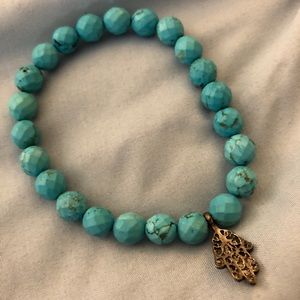 Satya Hamsa Turquoise Stretch Bracelet